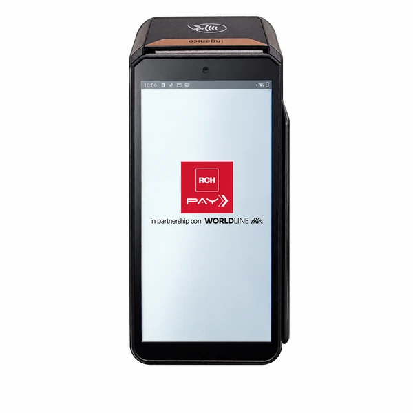 POS Android RCH Pay DX8000 su sfondo bianco