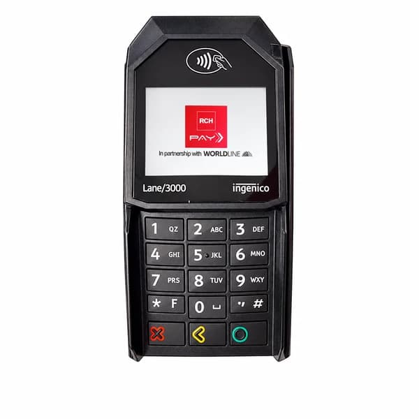 PIN Pad RCH Pay Lane 3000 su sfondo bianco